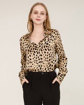Chemise en Soie Imprimé Léopard pour Femmes